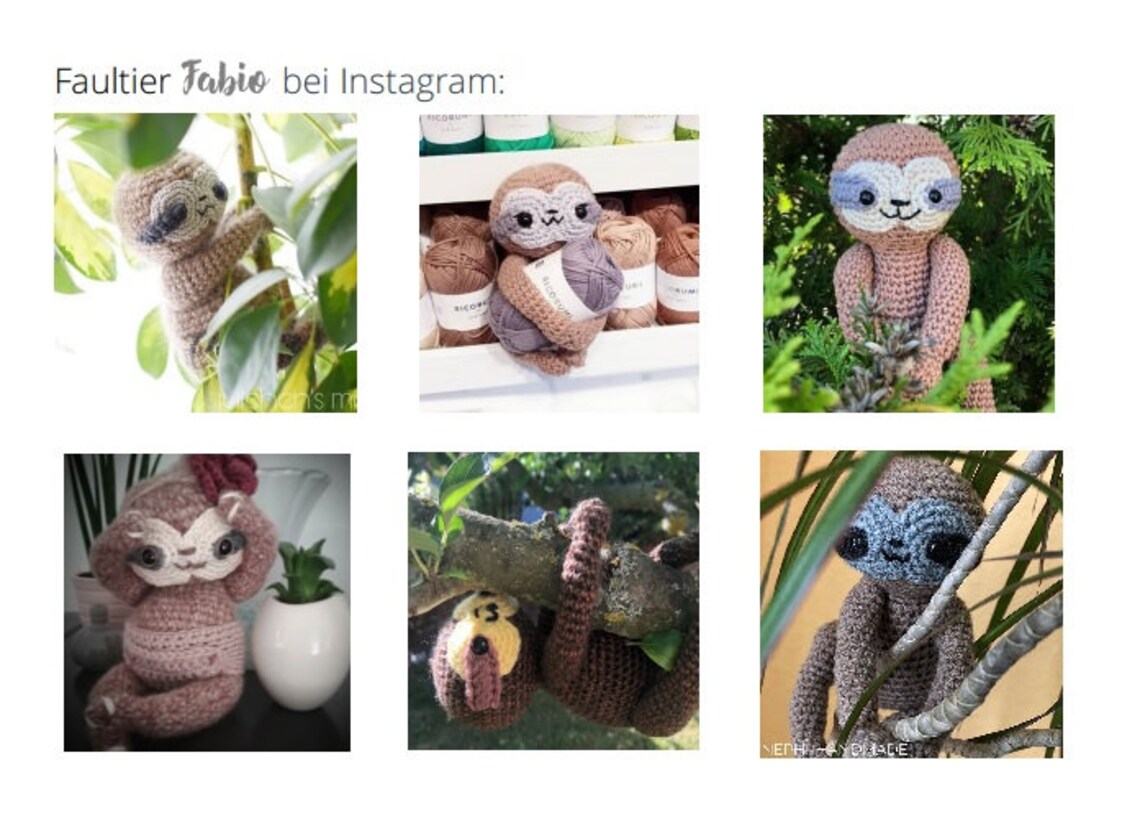 Faultier häkeln PDF Häkelanleitung Deutsch Amigurumi Etsy.de