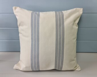 Nautical blue striped cushion 45cm//18in square