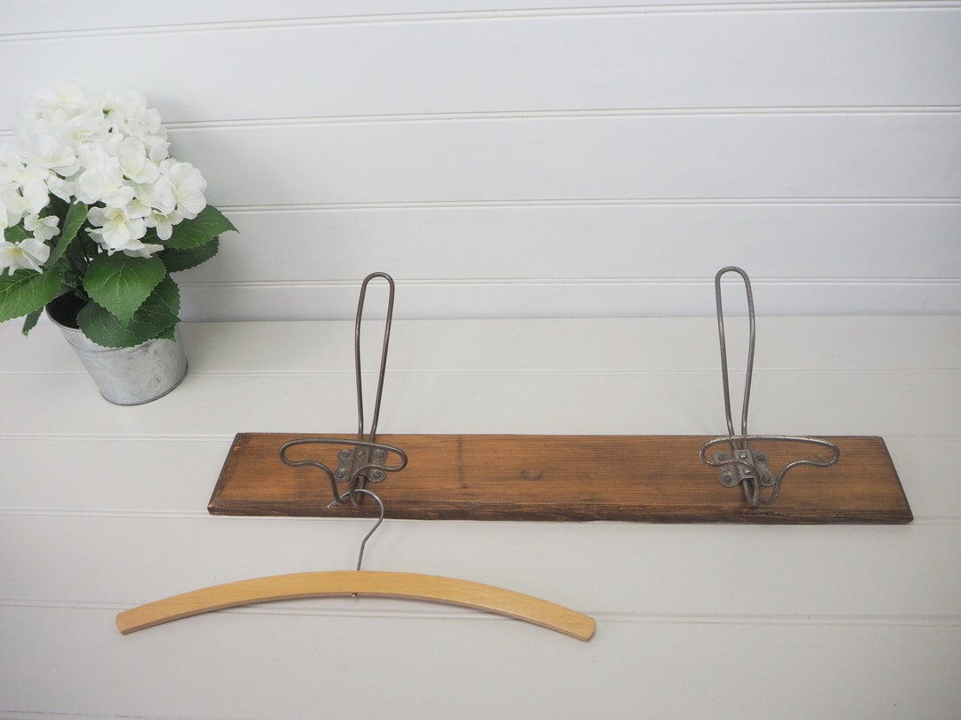 Vintage French Industrial Hook Rack Substantial Large Retro Two Peg ...