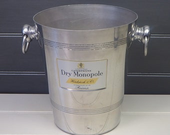 Vintage French Dry Monopole Heidseck champagne ice bucket Rare champagne or wine cooler Metal wine bucket Bar accessory Cafe Restaurant Prop