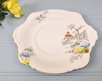 Vintage 1930s art deco Heathcote China tea plate sandwich platter cake tray biscuit plate Bone china Immaculate condition Ideal gift