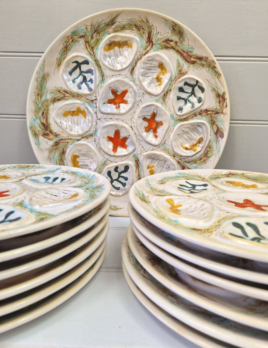6 assiettes en faïence de Pornic | Selency