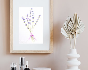 Lavender. Digital watercolor botanical illustration PDF. Printable Wall Art, Flower Print, Instant Download, Botanical Print