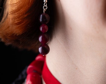 Earrings 4 natural garnet stone | Made in Ukraine