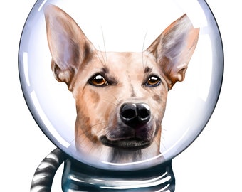 Astronaut dog. Digital illustration PNG