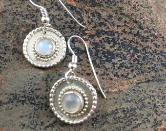 Moonstone Babies on Sterling Silver Discs