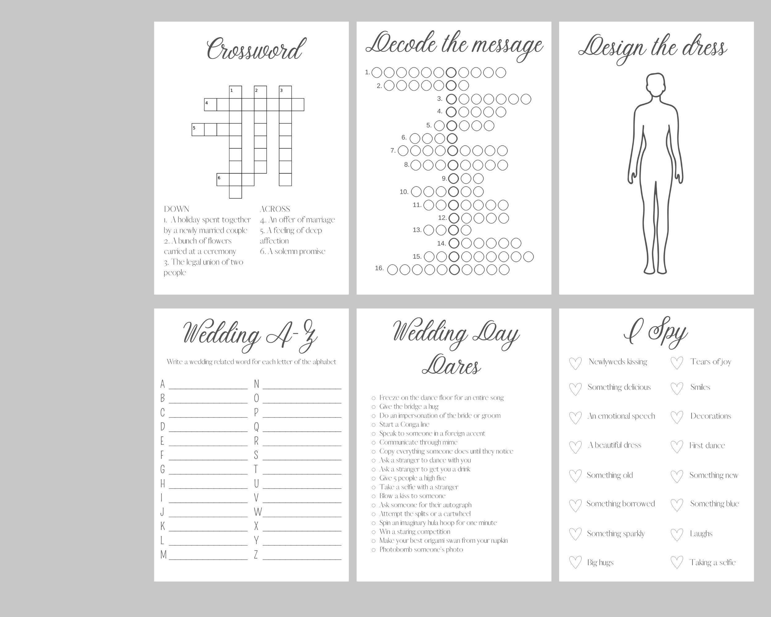 Build Your Own Wedding Activity Pack - 15 Activities to Choose From ...