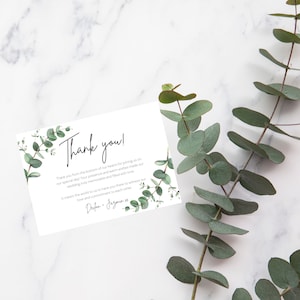 Eucalyptus Greenery Foliage Thank you Card Template