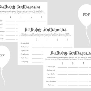 x3 Birthday Scattergories Games