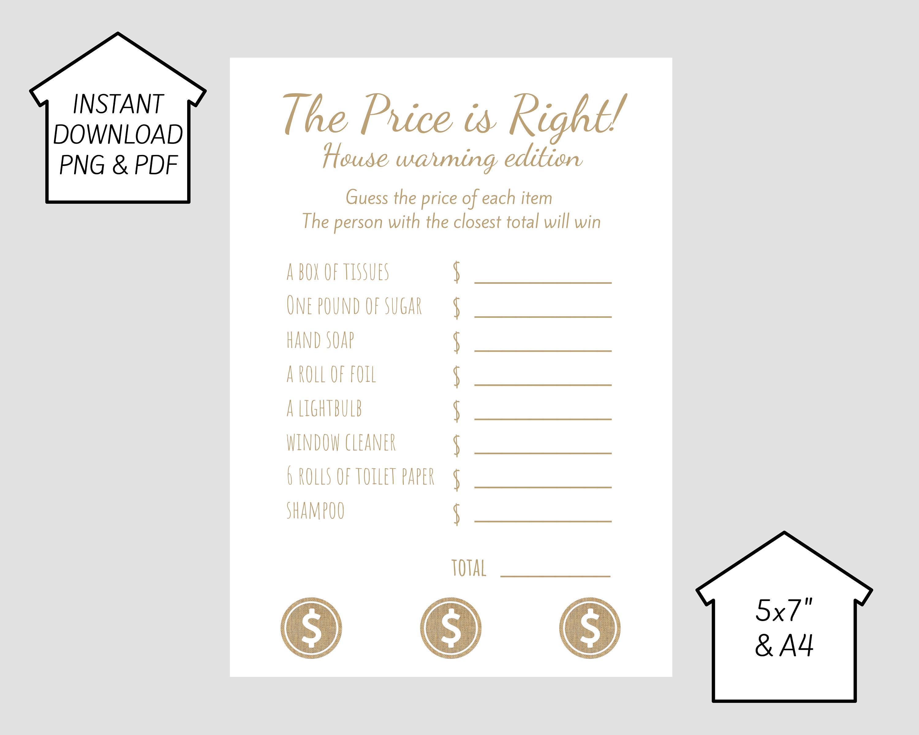 Housewarming Party Game the Price is Right Etsy