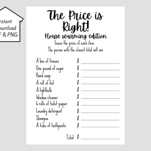 The Price is Right Housewarming Game