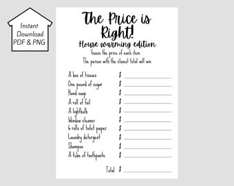 The Price is Right Housewarming Game
