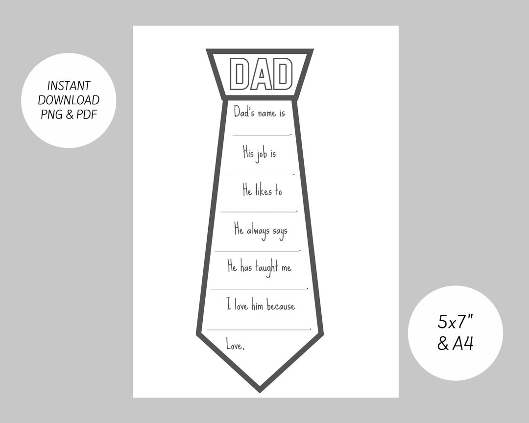 Father's Day Printable - All About My Dad Tie - Etsy
