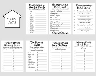 x3 Housewarming games/ printables - Choose any 3!
