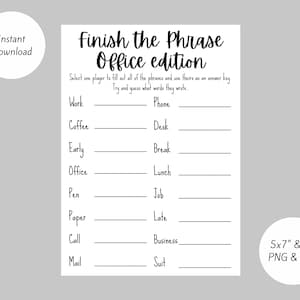 Finish the Phrase Office Edition - Team building/ Office party/ Work party game