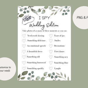 Editable I Spy Wedding Photo Game