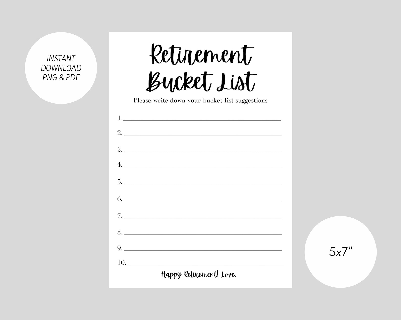 Retirement Bucket List Printable - Etsy