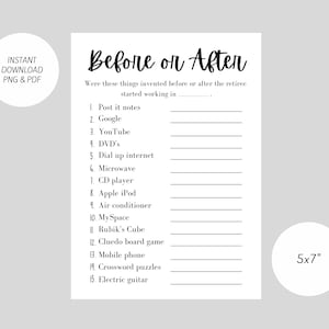 Retirement Party Game - Before or After