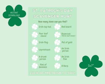 St. Patrick's Day Scavenger Hunt Printable