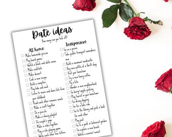 70 Date ideas - Instant Downloadable Printable