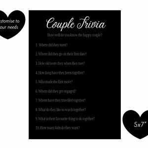 Bewerkbaar gezelschapsspel - Paar trivia