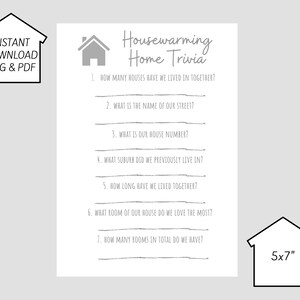 Housewarming Home Trivia - Housewarming Game Printable