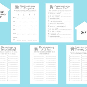 5 Housewarming Printable Party Games - Instant Download Bundle