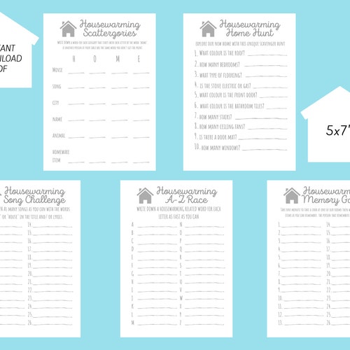 Housewarming Bingo Housewarming Party Games Instant Download Etsy