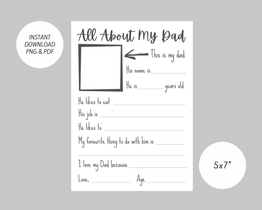 Father's Day - All About My Dad Printable - Etsy