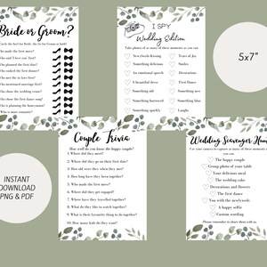 4 Fun Wedding Receptions Games - Instant Download Bundle