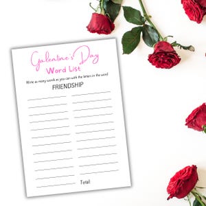 Galentine&#39;s Day Printable Game - Word List
