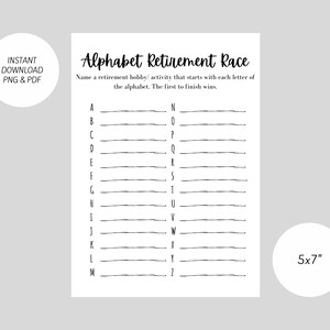 Ruhestand Party Spiel - A bis Z Alphabet Wortspiel