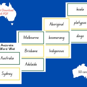 50 Australian Word Wall Cards