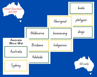 50 Australian Word Wall Cards