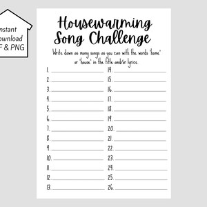 Housewarming Game - Song Challenge