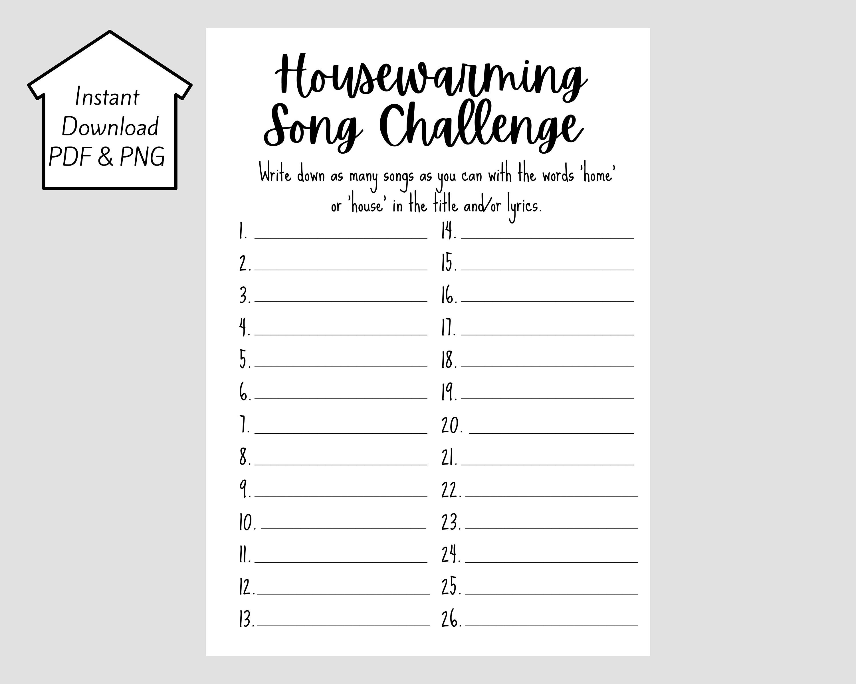 Housewarming Game - Song Challenge