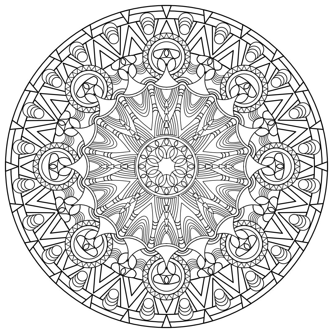 Geometric Mandala, Ornate Coloring Pages, Printable PDF, Adult Coloring, Madness Coloring Book No.10. - Etsy
