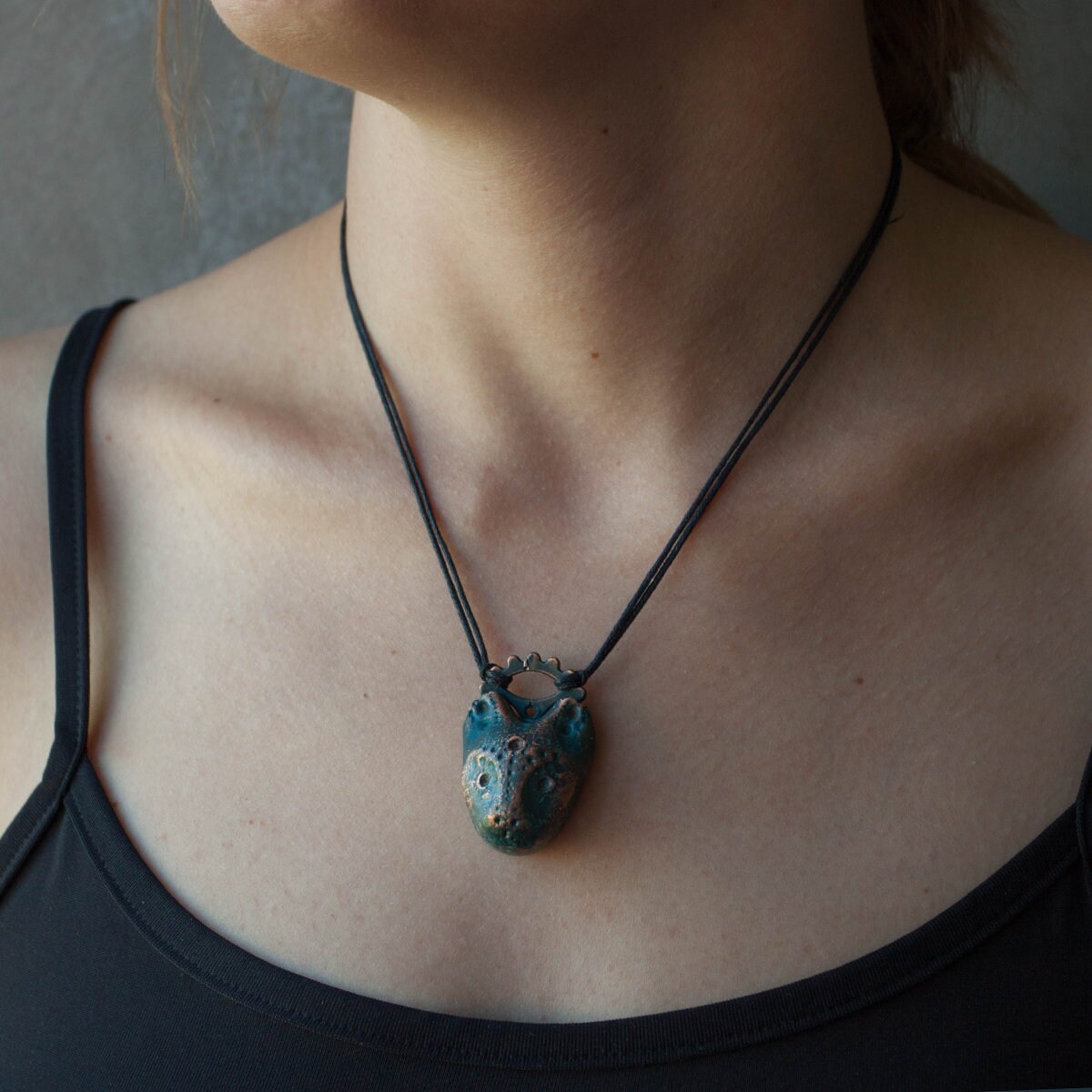 Steampunk Kitsune necklace Electroformed pendant OOAK Etsy