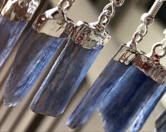 Kyanite Crystal Earrings - Silver