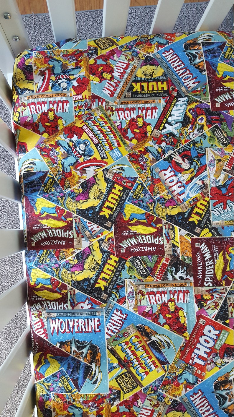 Marvel Comic Group Crib Toddler Fitted Sheet Superhero Etsy