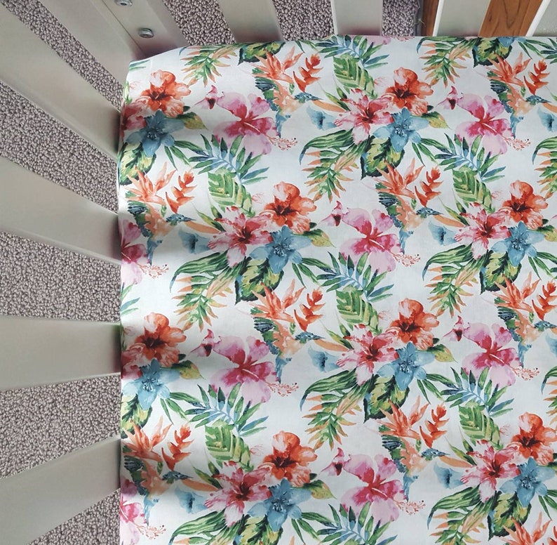 Clearance Tropical Hibiscus Crib Toddler Bed Fitted Sheet Etsy