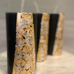 Black pillar candle with gold foil image 2