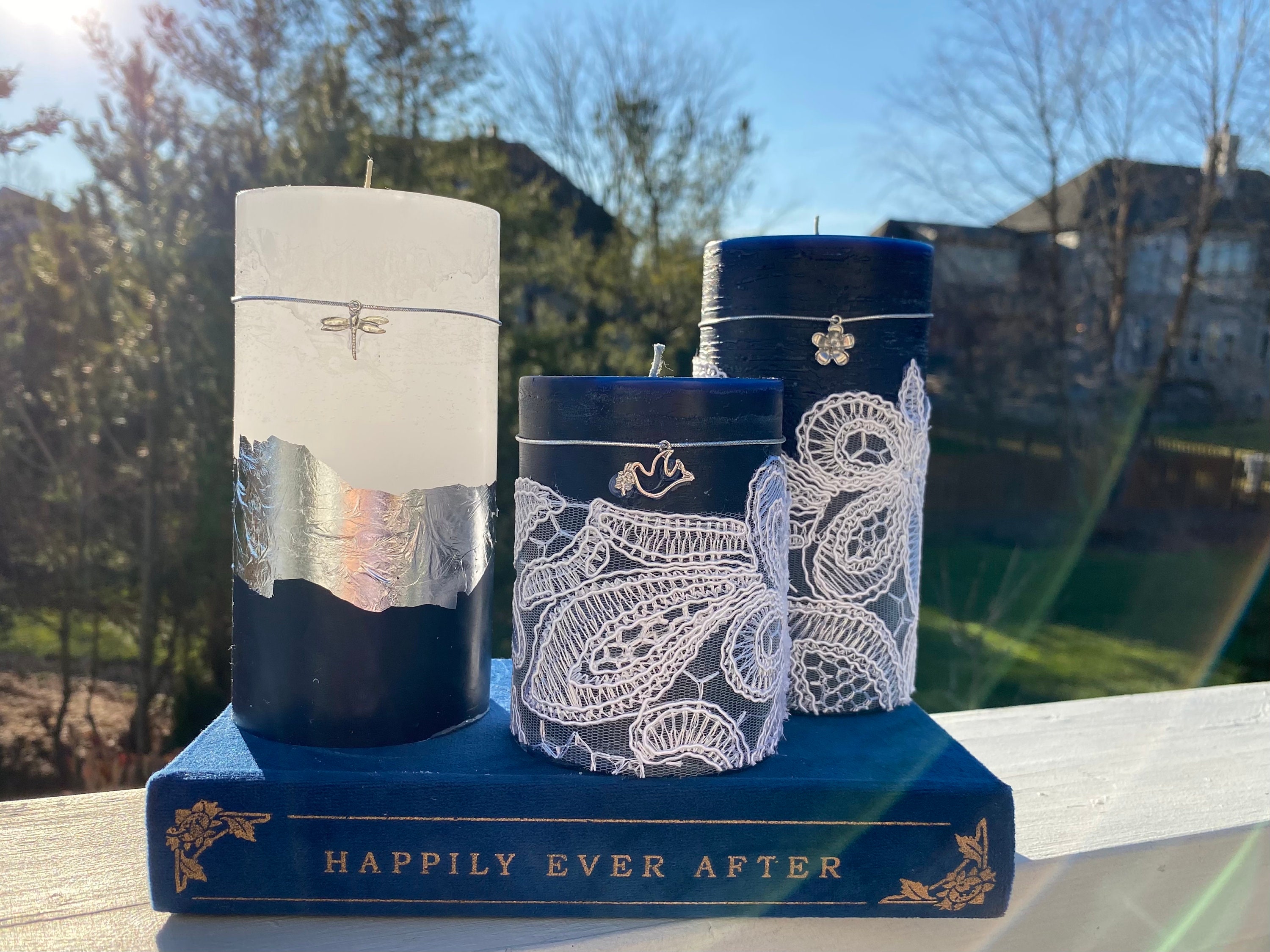 Royal Blue Pillar Candle Set Etsy