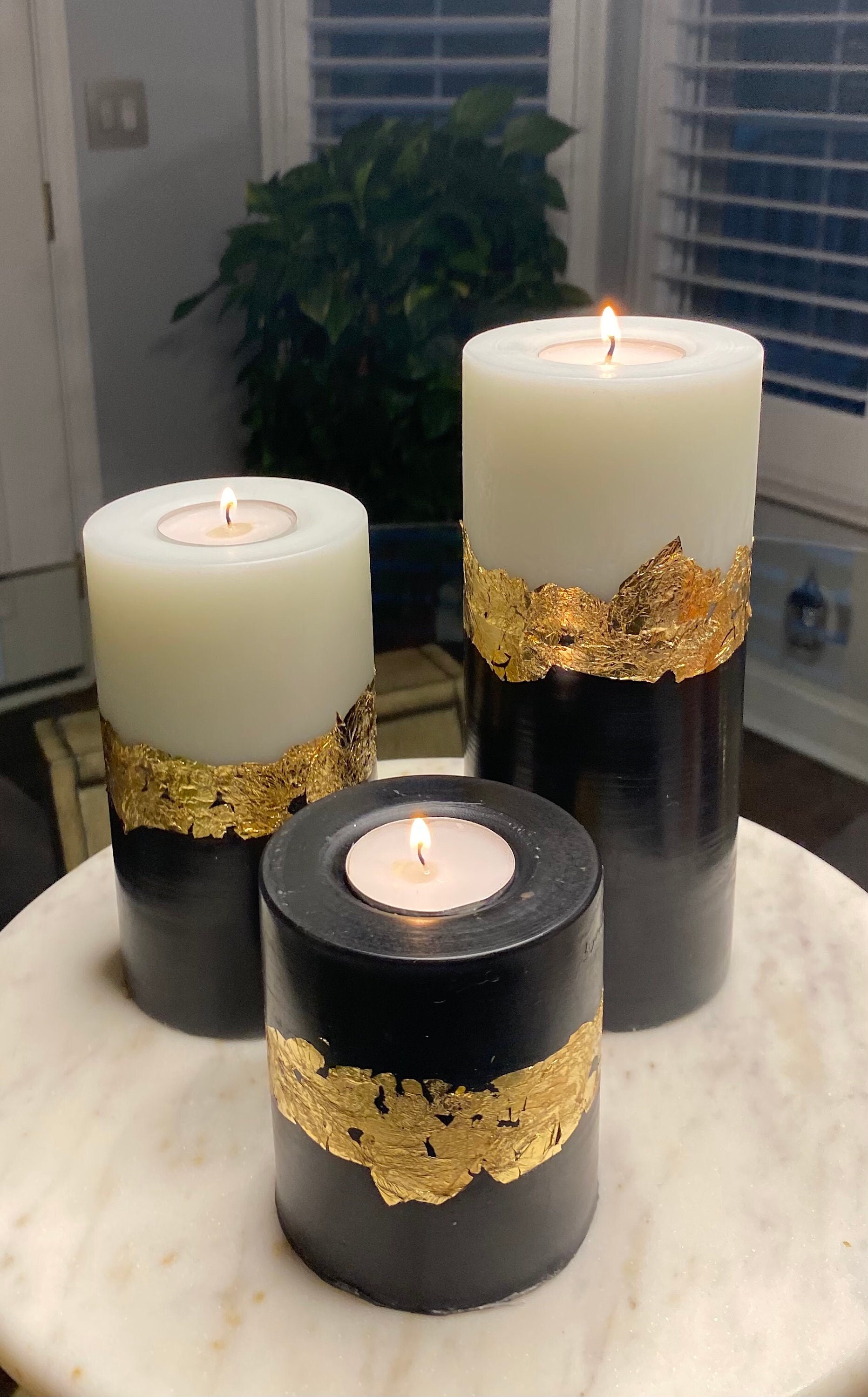 White Gold and Black Candle Set Etsy UK