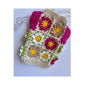 Crochet Dog Sweater: Handmade Floral Granny Square Outfit
