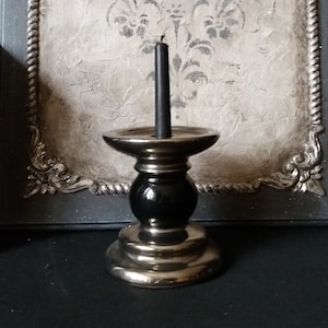 Vintage decorative candleholders Black pillar candle holder Mid century danish candlesticks Danish Modern aluminum candle holder