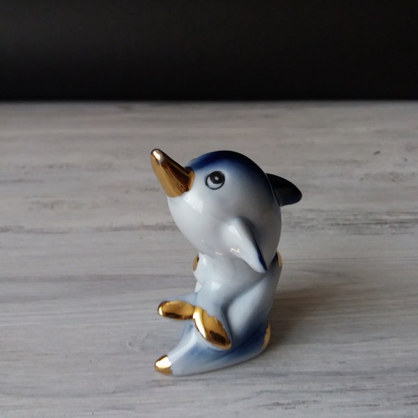 Collectible dolphin porcelain figurine Germany Vintage porcelain dolphin figurine Germany porcelain statuette Dolphin lover gift