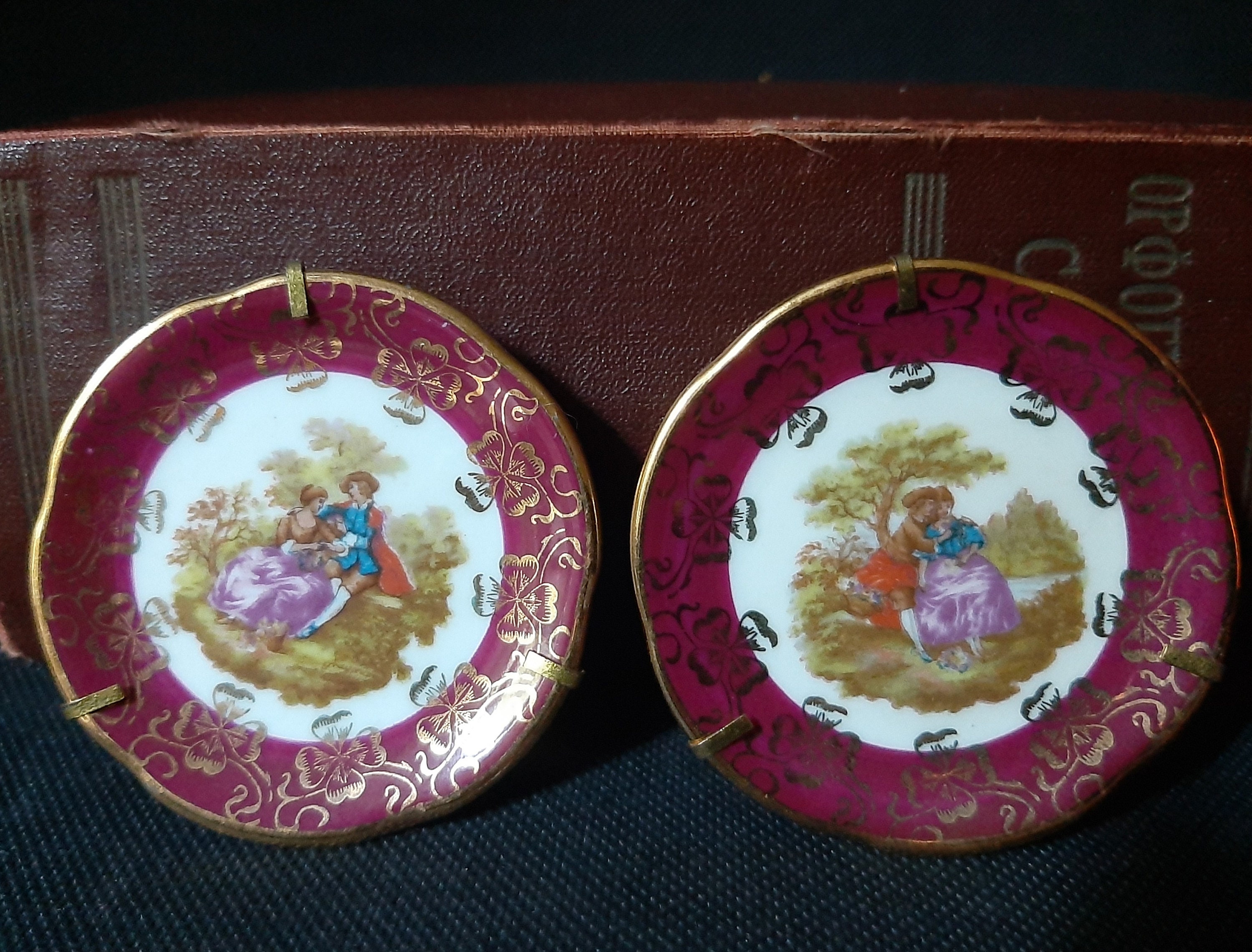 Vintage pair miniature Limoges decorative plates Courting Etsy