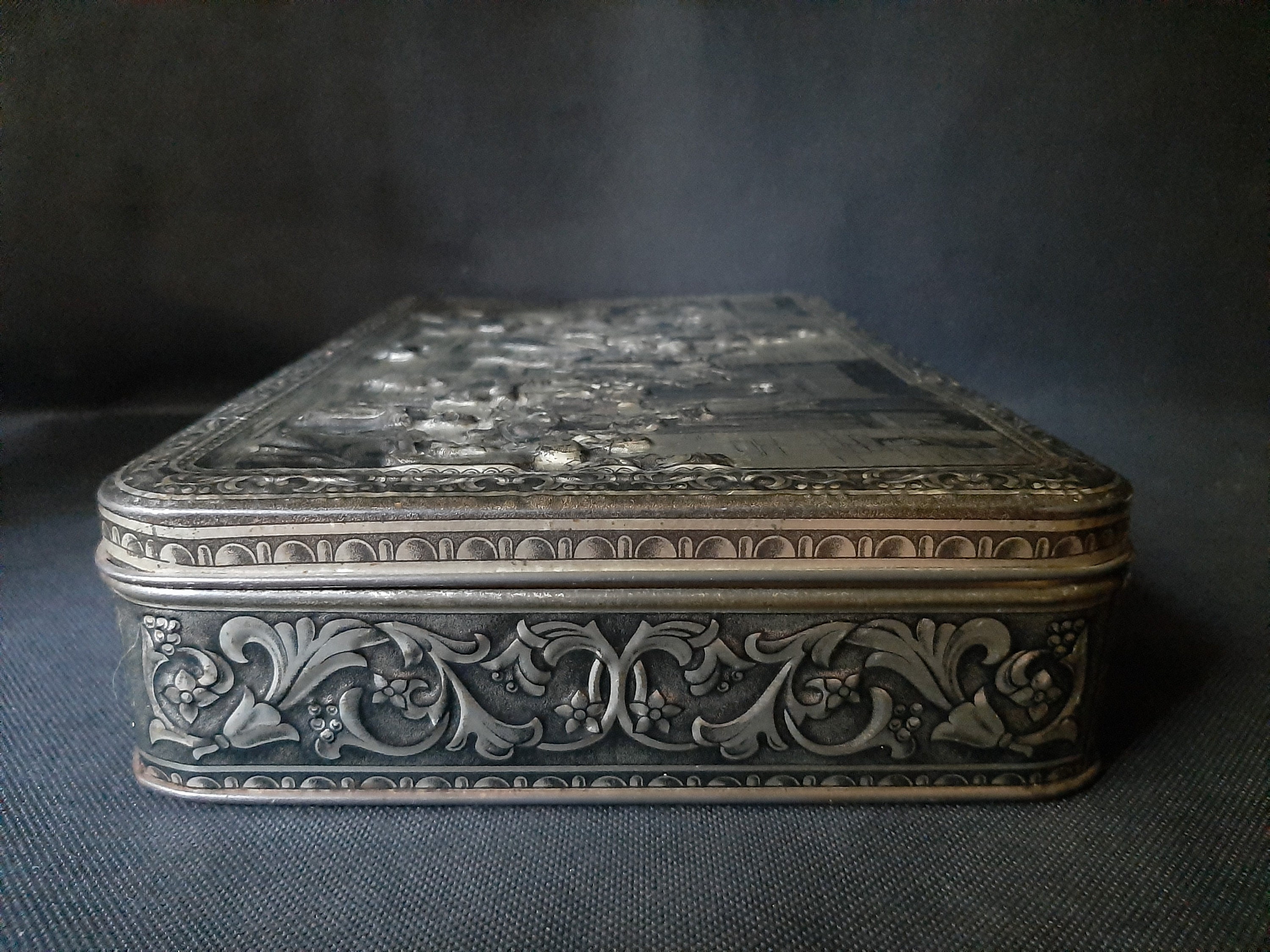Rare large vintage embossed teniers tin box Antique teniers Etsy