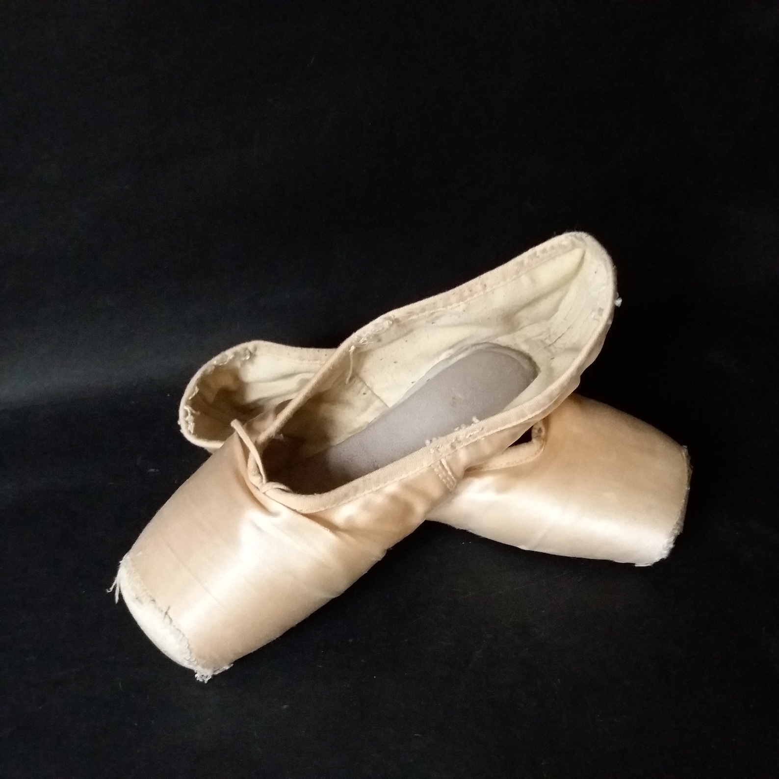 vintage pair of pointe shoes pink satin ballet pointe shoes slippers ribbon little girls shabby ballet shoes brocante style roma
